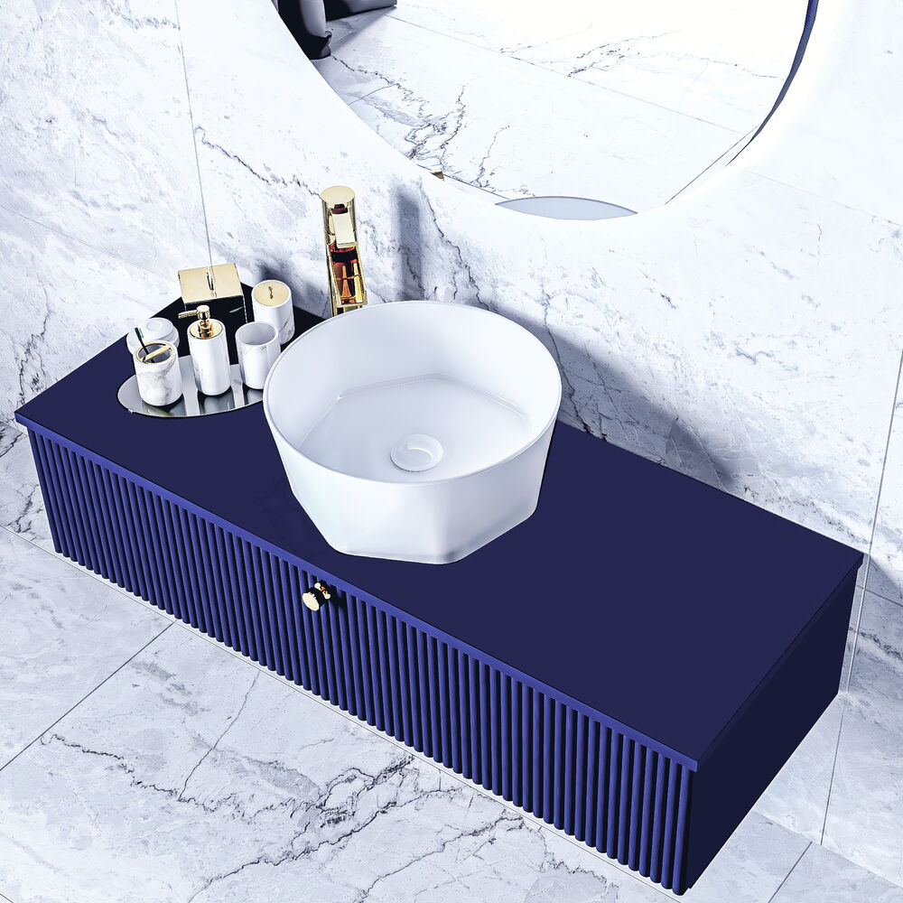 Neus Led Aynalı Banyo Dolabı Seti Lacivert