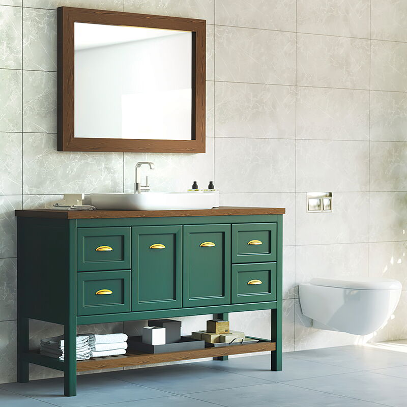 Dema Aynalı Banyo Dolabı Seti Yeşil 130 cm