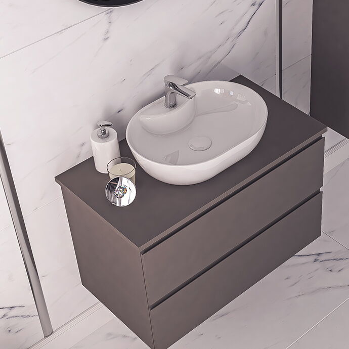 Egra Soft Aynalı Banyo Dolabı Seti Antrasit