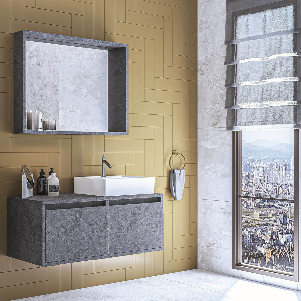 Stone Banyo Dolabı Takımı 2 li 100 Cm Stone