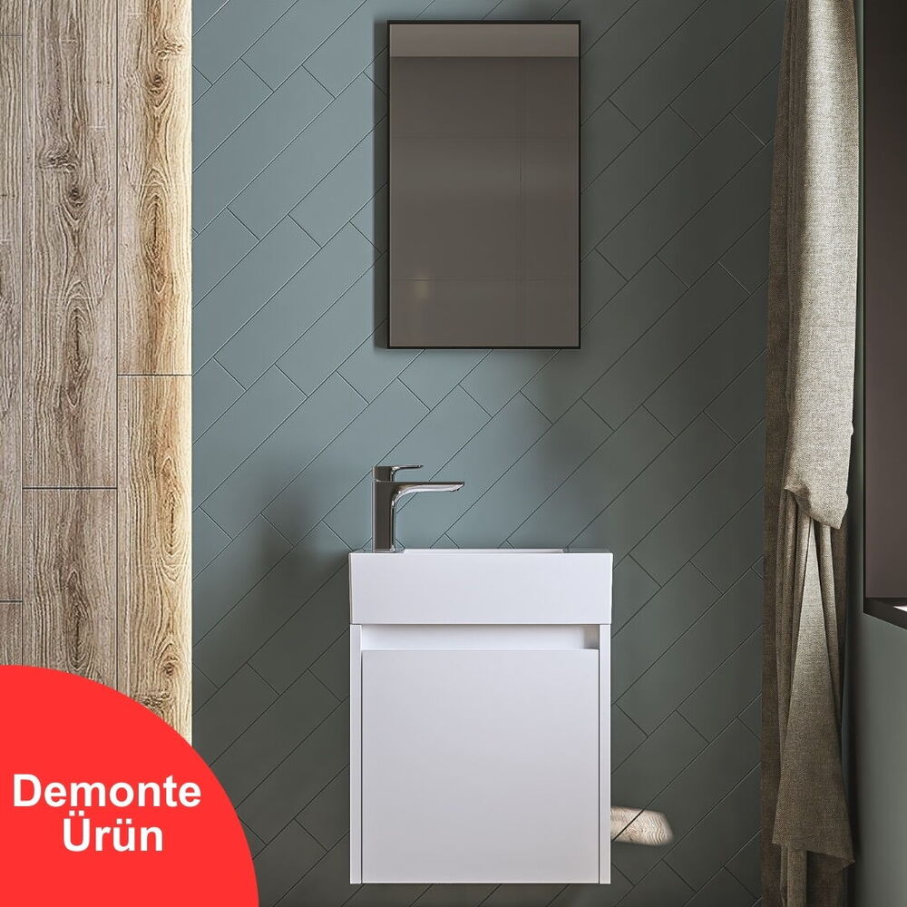 Tiny Aynalı Banyo Dolabı Seti 50 Cm Beyaz
