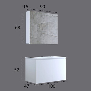  Alpu Ayna Dolaplı Banyo Dolabı Seti Beyaz