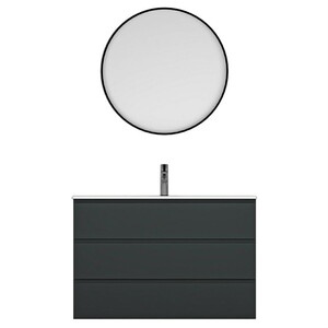  Ando Soft Aynalı Banyo Dolabı Seti Antrasit