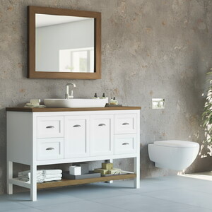  Dema Aynalı Banyo Dolabı Seti Beyaz 130 cm