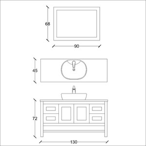  Dema Aynalı Banyo Dolabı Seti Beyaz 130 cm