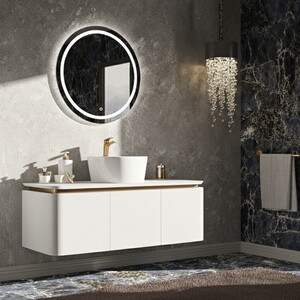  Trim Led Aynalı Banyo Dolabı Seti Beyaz 120 cm 