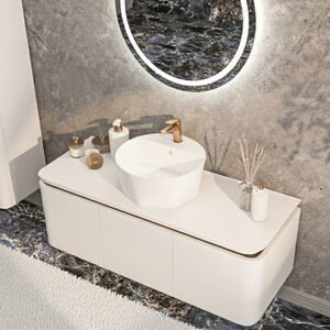  Trim Led Aynalı Banyo Dolabı Seti Beyaz 120 cm 