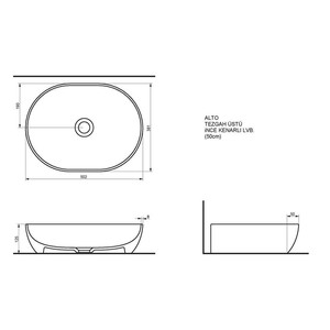 Seramiksan Alto Tezgah Üstü Lavabo Beyaz 50 Cm