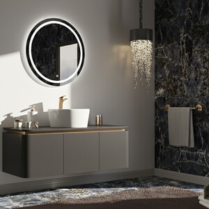  Trim Led Aynalı Banyo Dolabı Seti Antrasit 120 cm