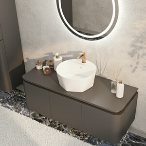  Trim Led Aynalı Banyo Dolabı Seti Antrasit 120 cm