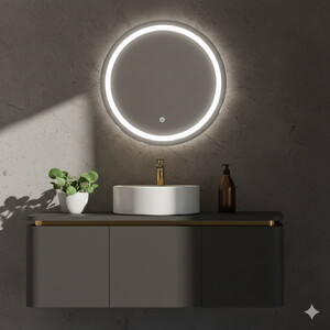  Trim Led Aynalı Banyo Dolabı Seti Antrasit 120 cm