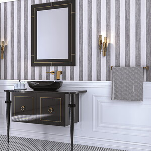  Pera Banyo Dolabı Takımı 2 li 100 Cm Parlak Siyah