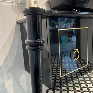  Pera Banyo Dolabı Takımı 2 li 100 Cm Parlak Siyah