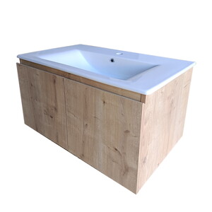  Alpu Ayna Dolaplı Banyo Dolabı Seti Safir Meşe