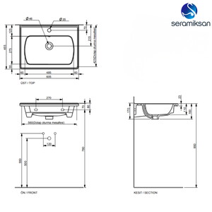  Alpu Ayna Dolaplı Banyo Dolabı Seti Beyaz 60 cm