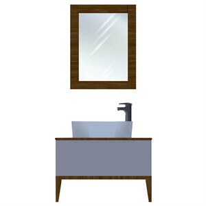  Yusa Aynalı Banyo Dolabı Seti Gri