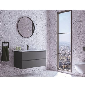  Alba Soft Banyo Dolabı Takımı 2 li 65 Cm Antrasit Yuvarlak Aynalı