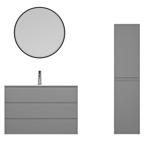 Ando Laq Banyo Dolabı Takımı 3 lü 100 Cm Gri