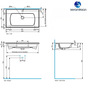  Alpu Ayna Dolaplı Banyo Dolabı Seti Antrasit 80 cm