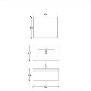  Akron Banyo Dolabı Takımı 2 li 80 Cm Antrasit