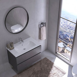  Albasoft Aynalı Banyo Dolabı Seti Antrasit