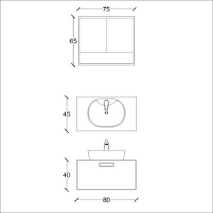  İnca Banyo Dolabı Tkm. 2 li 80 Cm K.Meşe-Antrasit