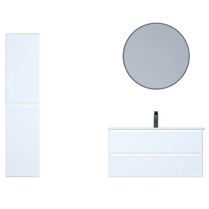 Alba Soft Banyo Dolabı Takımı 3 lü 65 Cm Beyaz Yuvarlak Aynalı