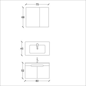  Troy Ayna Dolaplı Banyo Dolabı Seti S.Meşe-Beyaz 80 cm