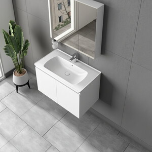  Alpu Ayna Dolaplı Banyo Dolabı Seti Beyaz 80 cm