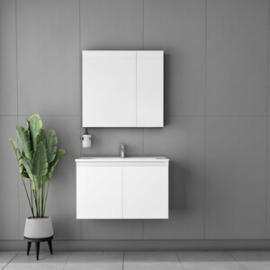  Alpu Ayna Dolaplı Banyo Dolabı Seti Beyaz 80 cm